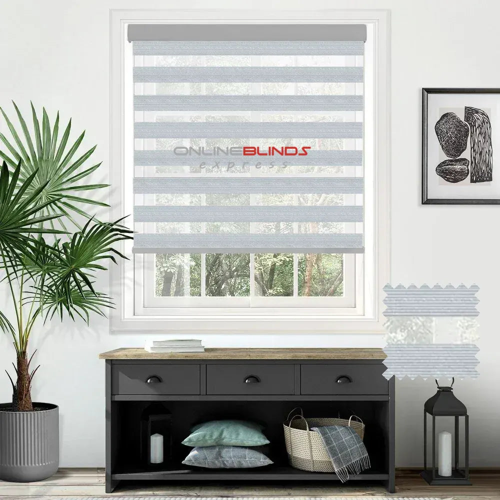Cashmere Grey Motorised Day and Night Blind - Online Blinds Express