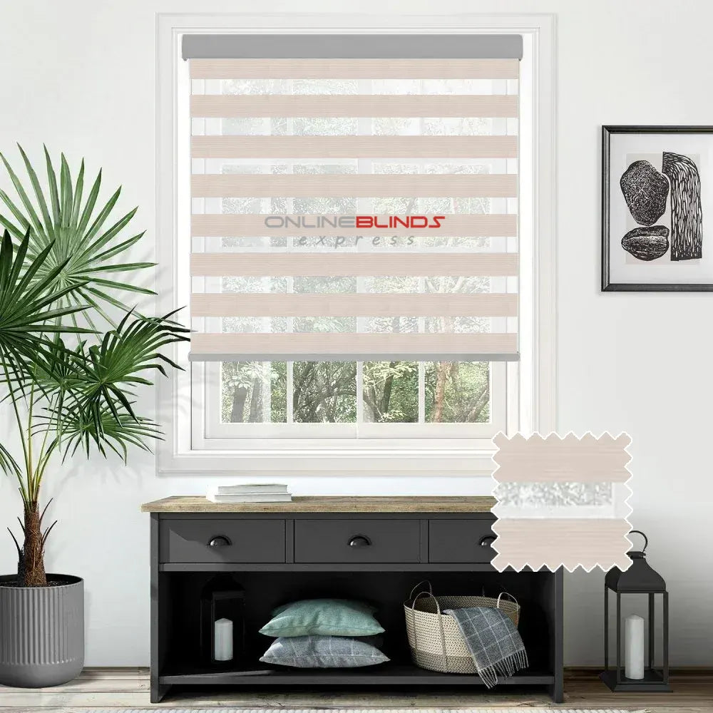 Cashmere White Motorised Day and Night Blind - Online Blinds Express
