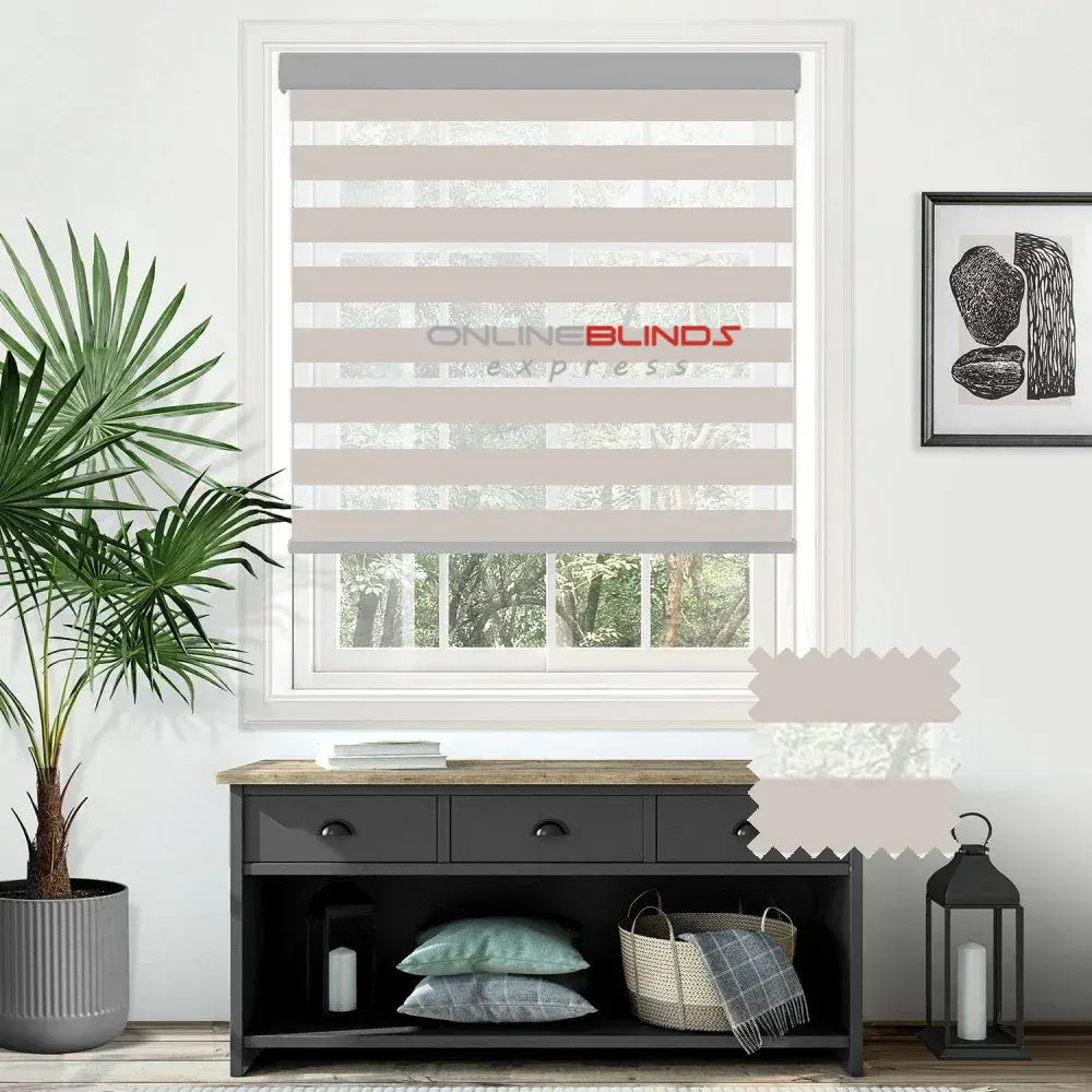 Dimout Rome Beige Motorised Day and Night Blind - Online Blinds Express