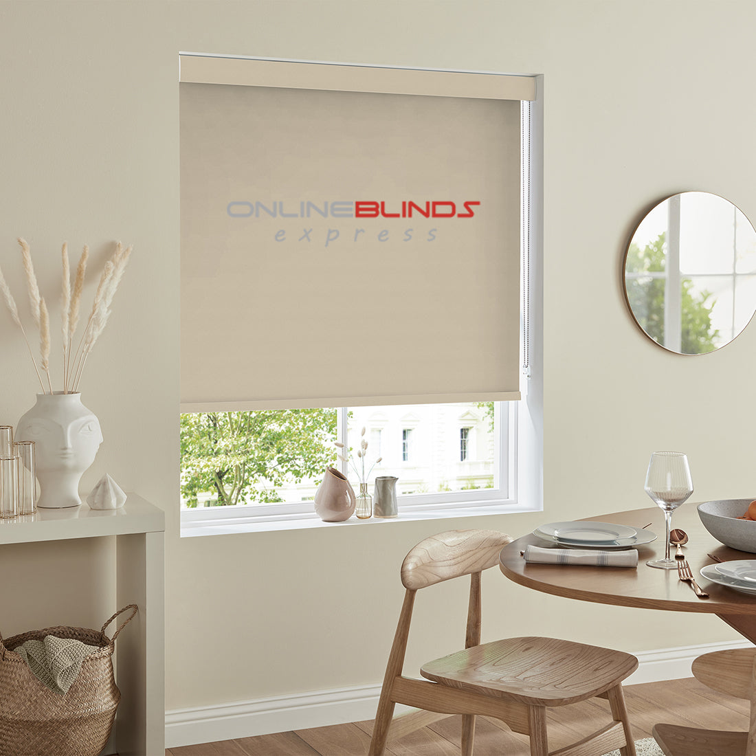 Iris B/O Beige - QuickFit No Drill Roller Blinds - Online Blinds Express