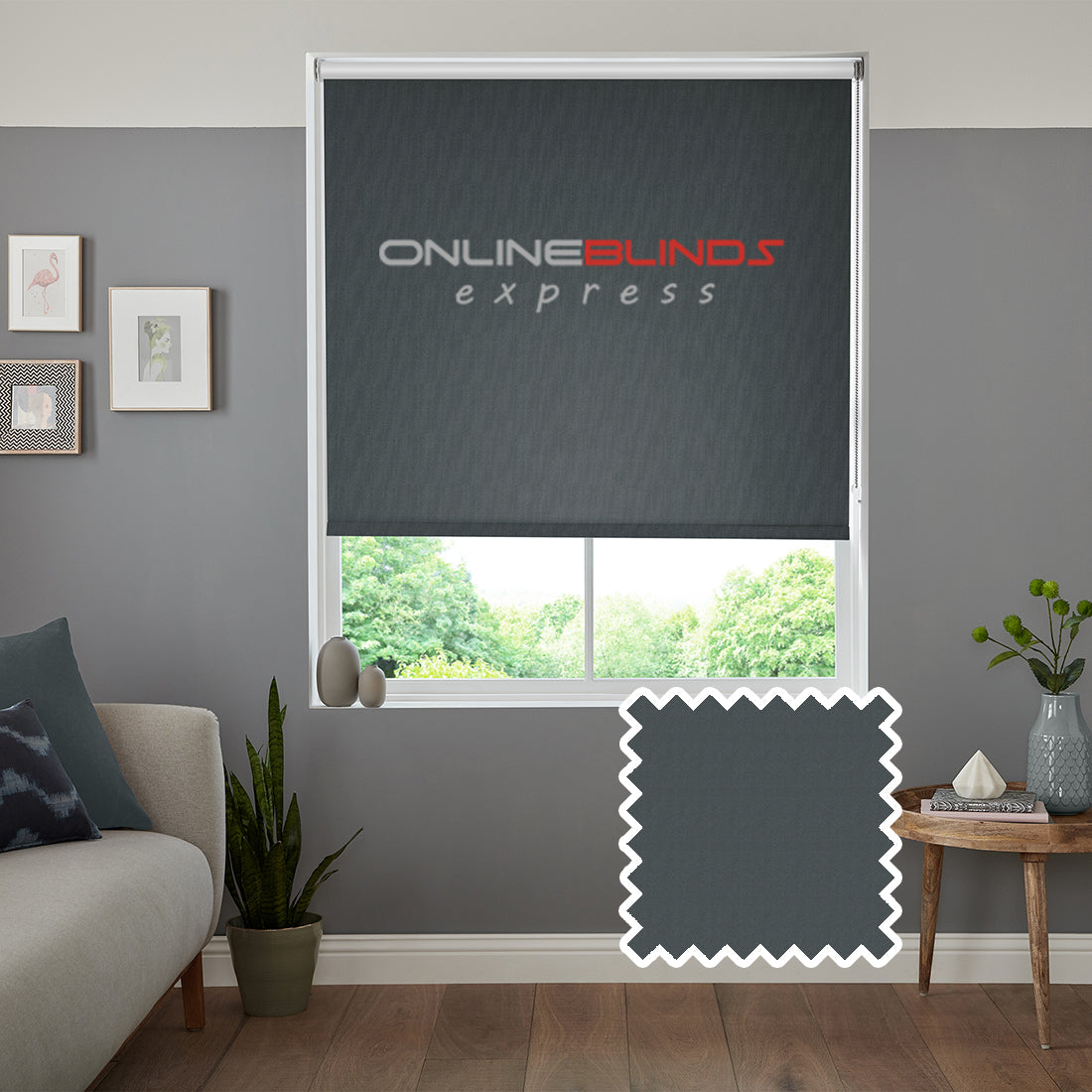 Iris B/O Dark Grey - QuickFit No Drill Roller Blinds - Online Blinds Express