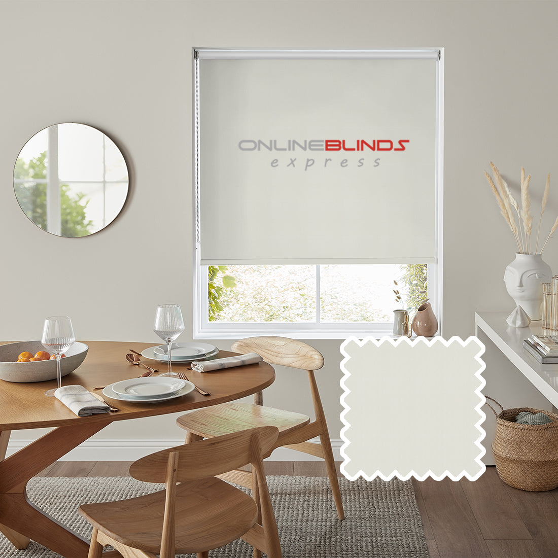 Petunia B/O Beige - QuickFit No Drill Roller Blinds - Online Blinds Express