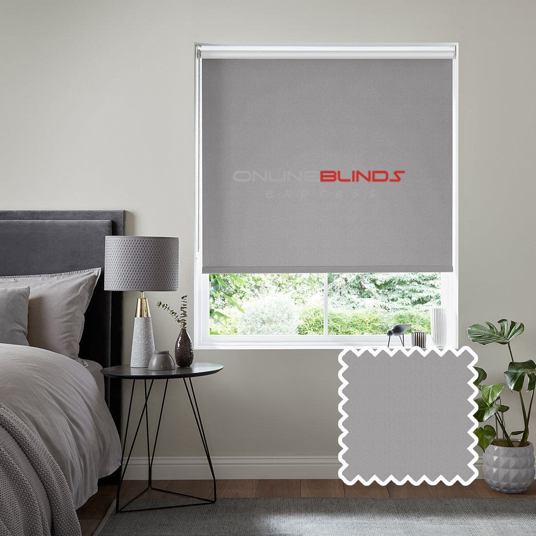 Petunia B/O Grey - QuickFit No Drill Roller Blinds - Online Blinds Express