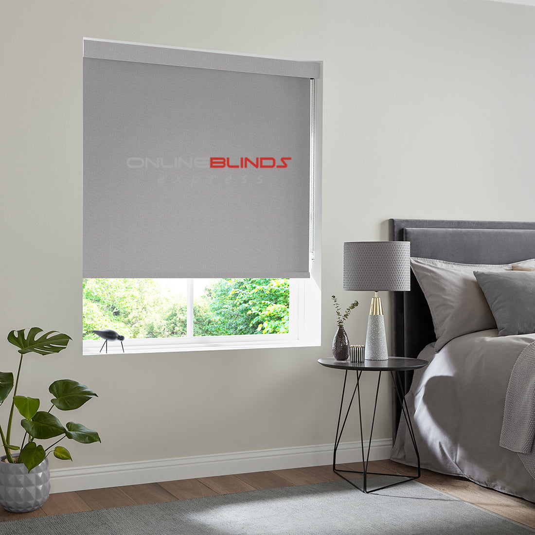 Petunia B/O Grey - QuickFit No Drill Roller Blinds - Online Blinds Express