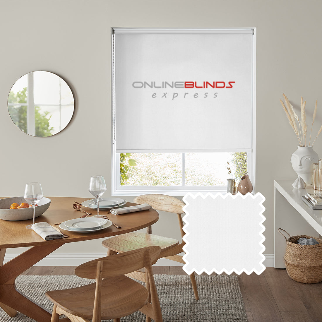 Begonia B/O White - QuickFit No Drill Roller Blinds - Online Blinds Express