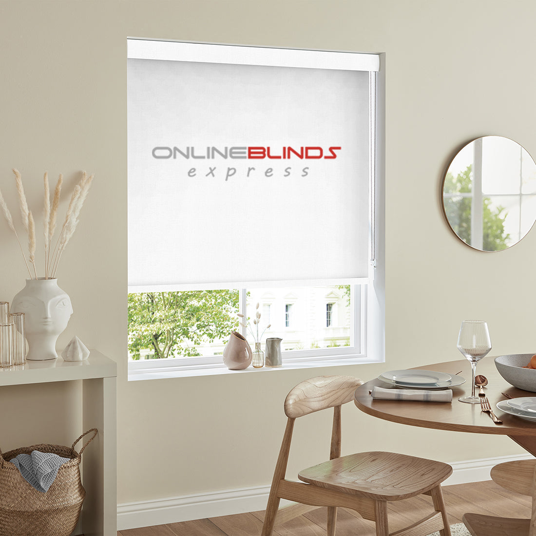 Begonia B/O White - QuickFit No Drill Roller Blinds - Online Blinds Express