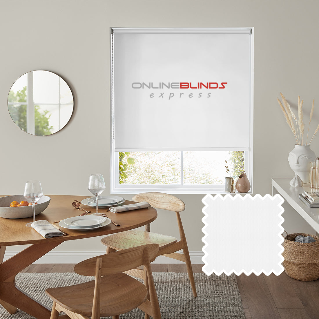 Wisteria B/O White - QuickFit No Drill Roller Blinds - Online Blinds Express