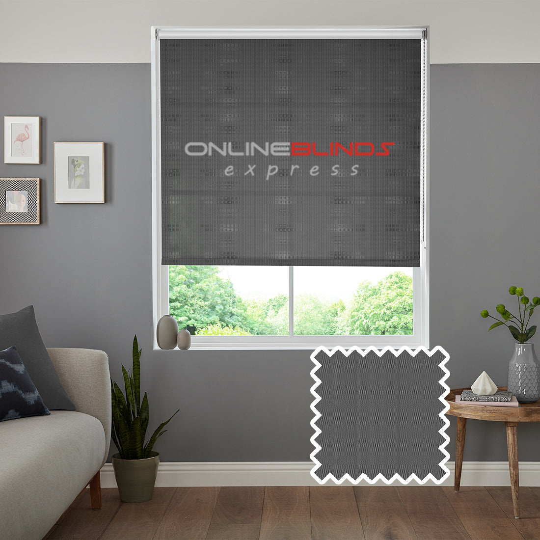 Azalea sheer Noir - QuickFit No Drill Roller Blinds - Online Blinds Express