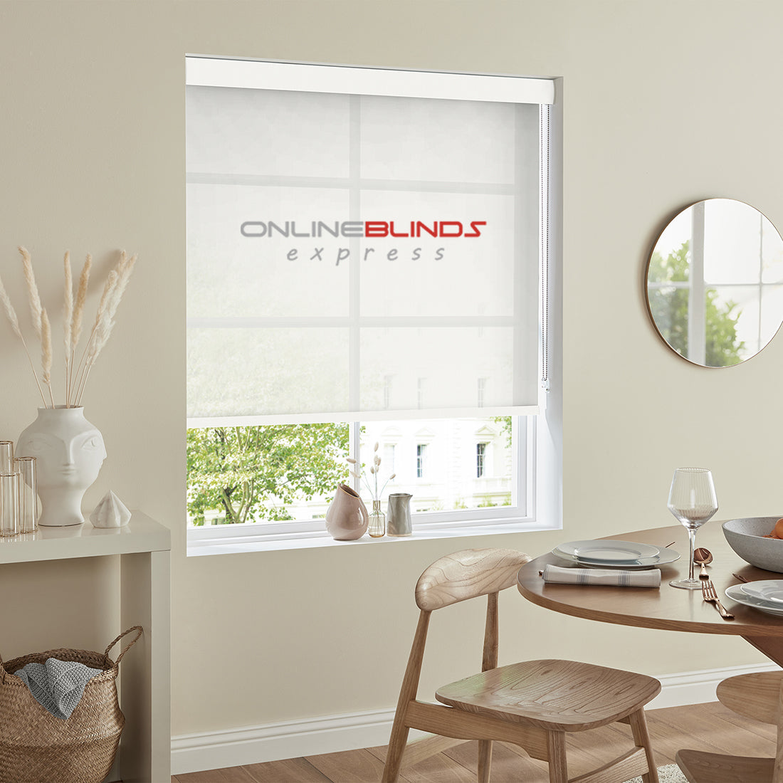 Azalea sheer White - QuickFit No Drill Roller Blinds - Online Blinds Express