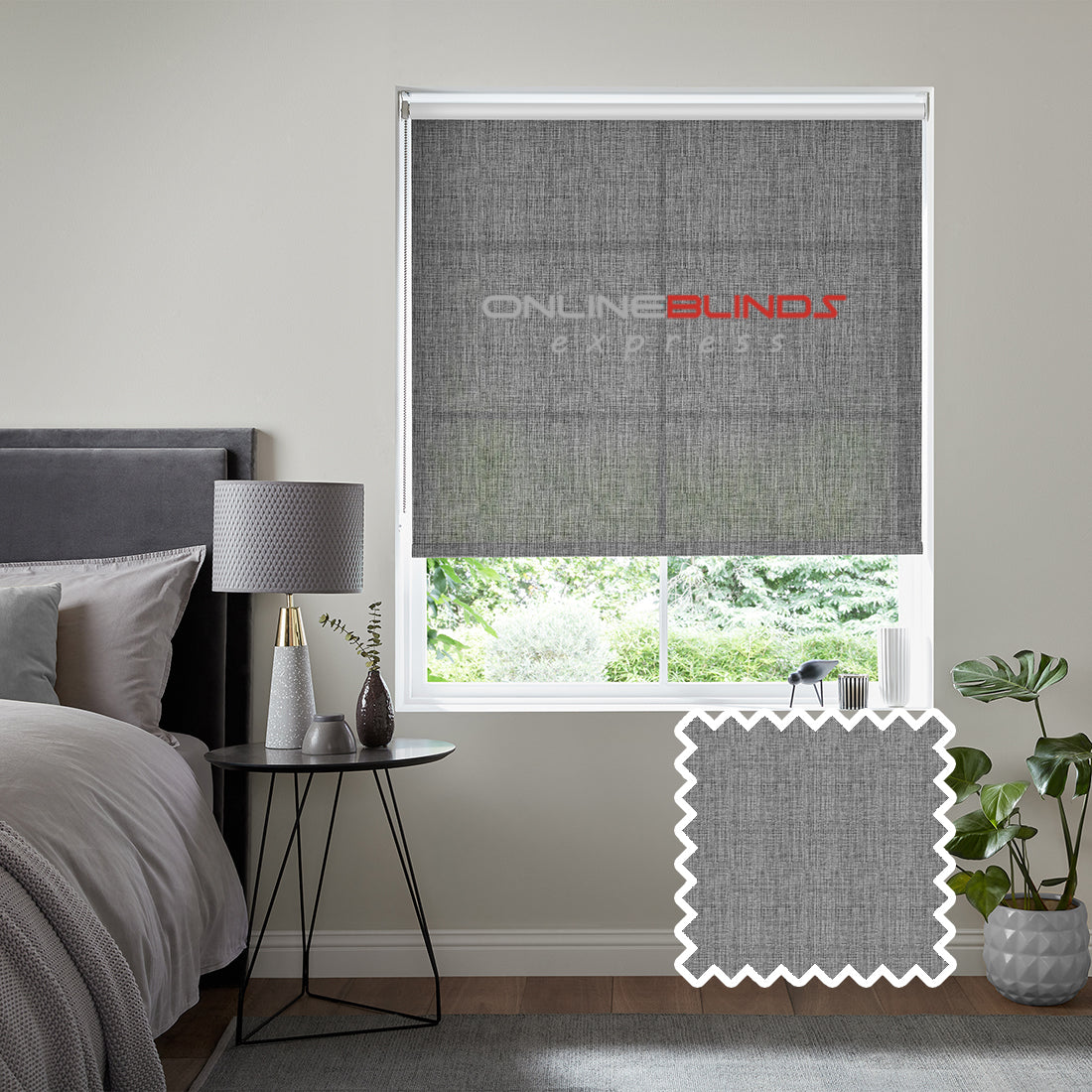 Azalea Texture Charcoal - QuickFit No Drill Roller Blinds - Online Blinds Express