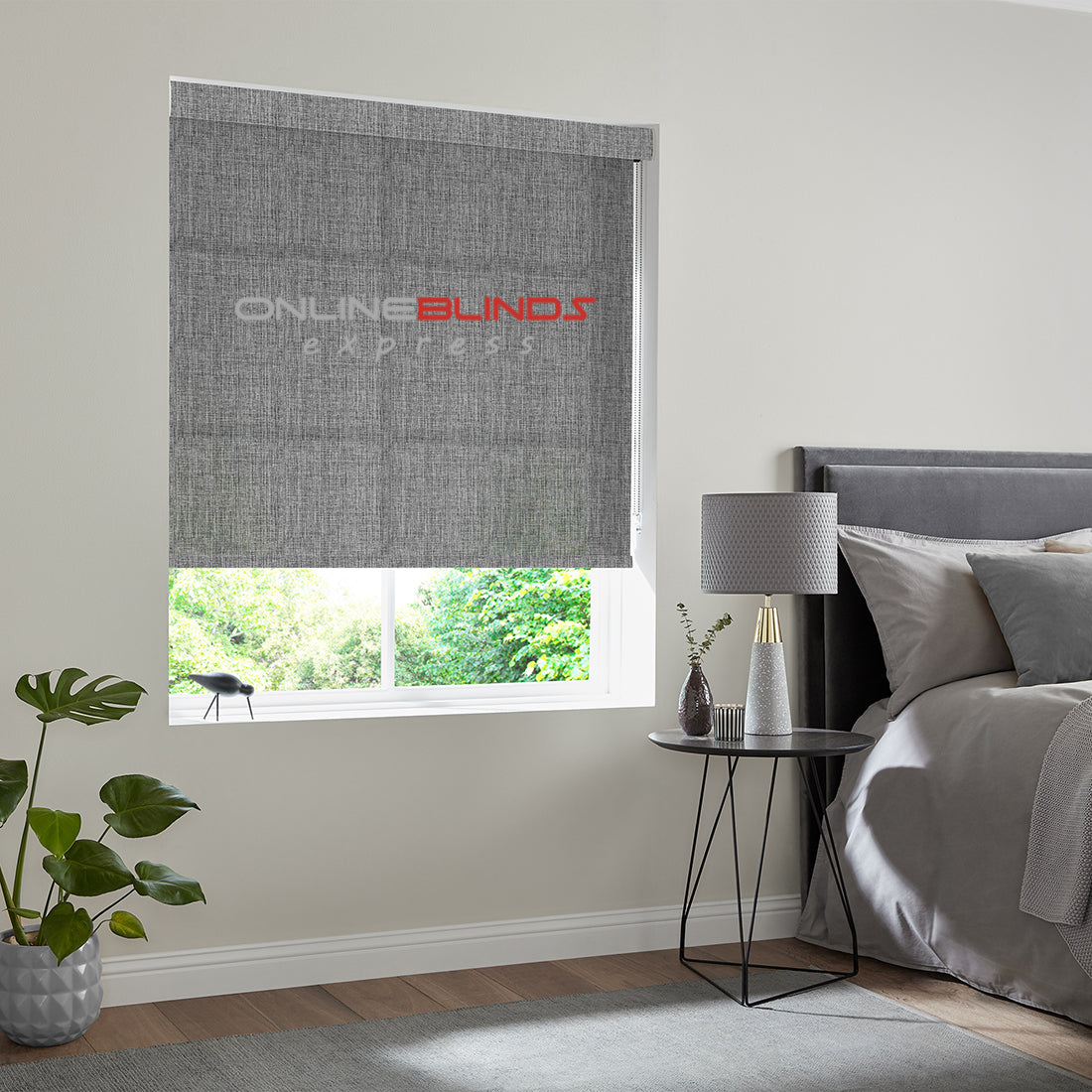 Azalea Texture Charcoal - QuickFit No Drill Roller Blinds - Online Blinds Express