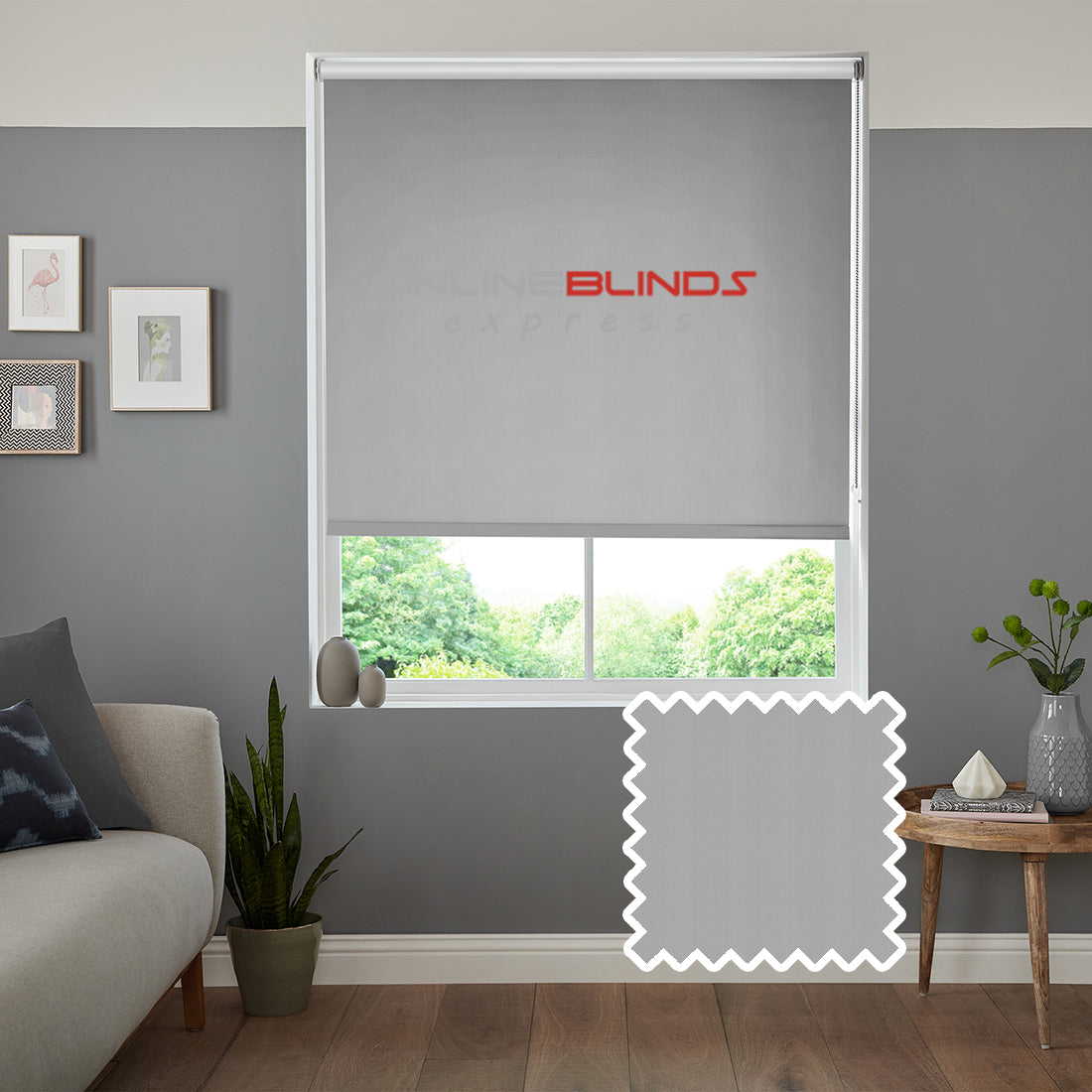 Wisteria B/O Light Grey - QuickFit No Drill Roller Blinds - Online Blinds Express