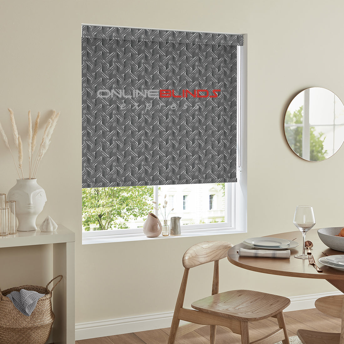Simetric B/O Charcoal - QuickFit No Drill Roller Blinds - Online Blinds Express