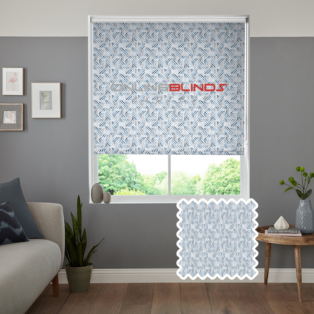 Simetric B/O Navy - QuickFit No Drill Roller Blinds - Online Blinds Express