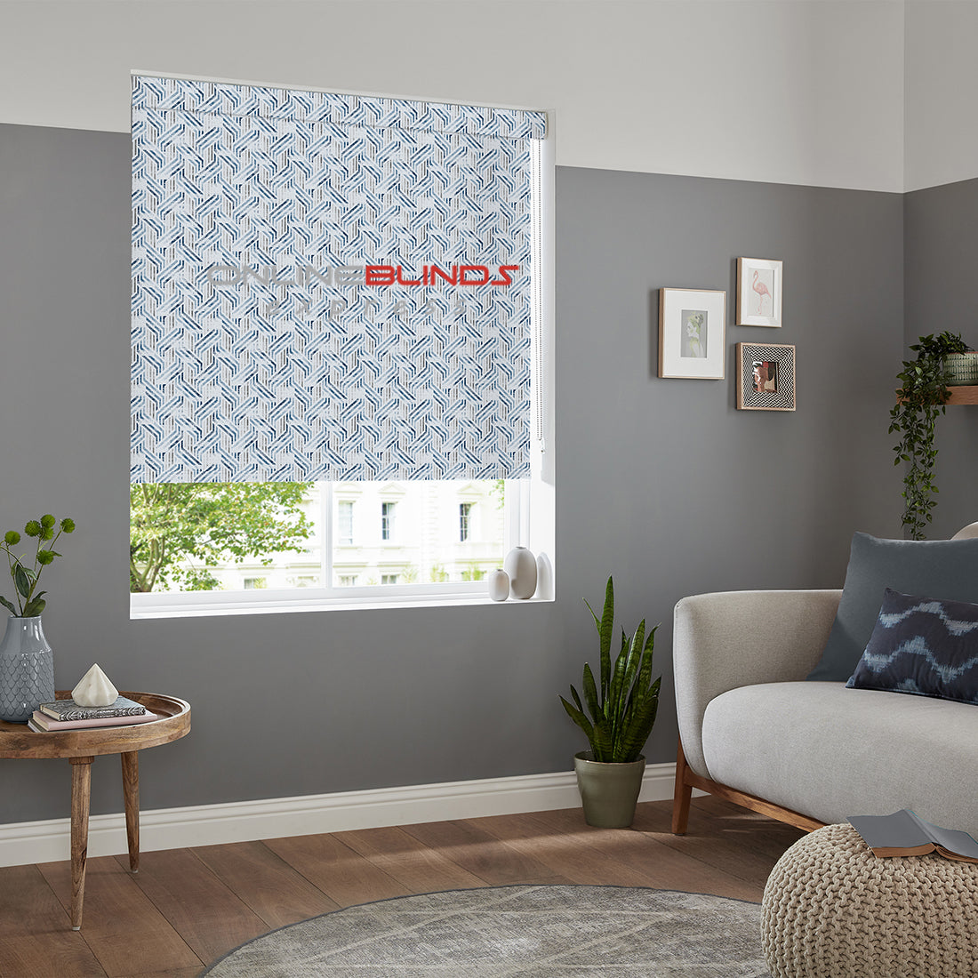 Simetric B/O Navy - QuickFit No Drill Roller Blinds - Online Blinds Express