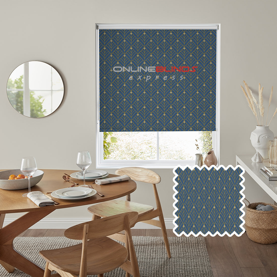 Yarrow B/O Navy - QuickFit No Drill Roller Blinds - Online Blinds Express
