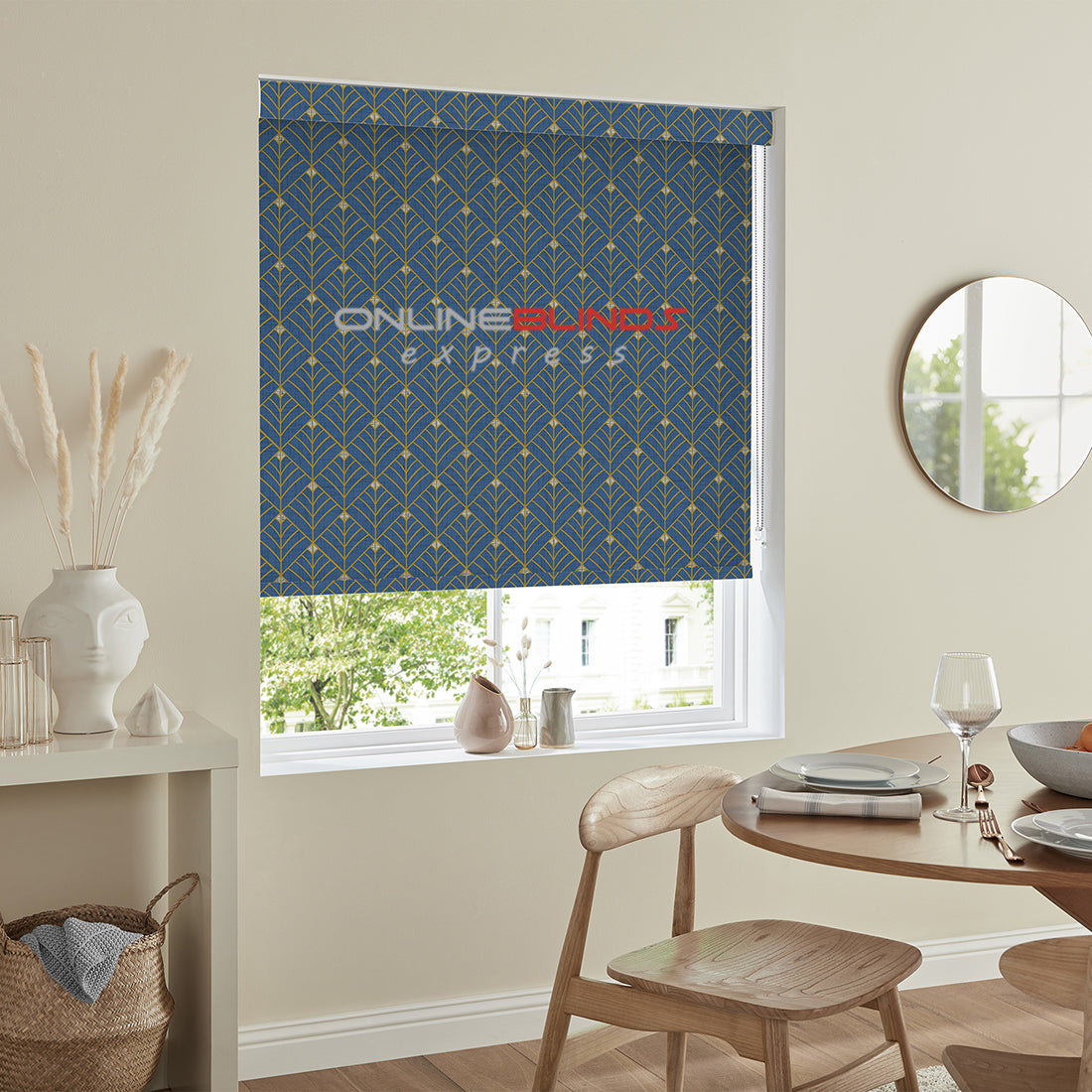 Yarrow B/O Navy - QuickFit No Drill Roller Blinds - Online Blinds Express
