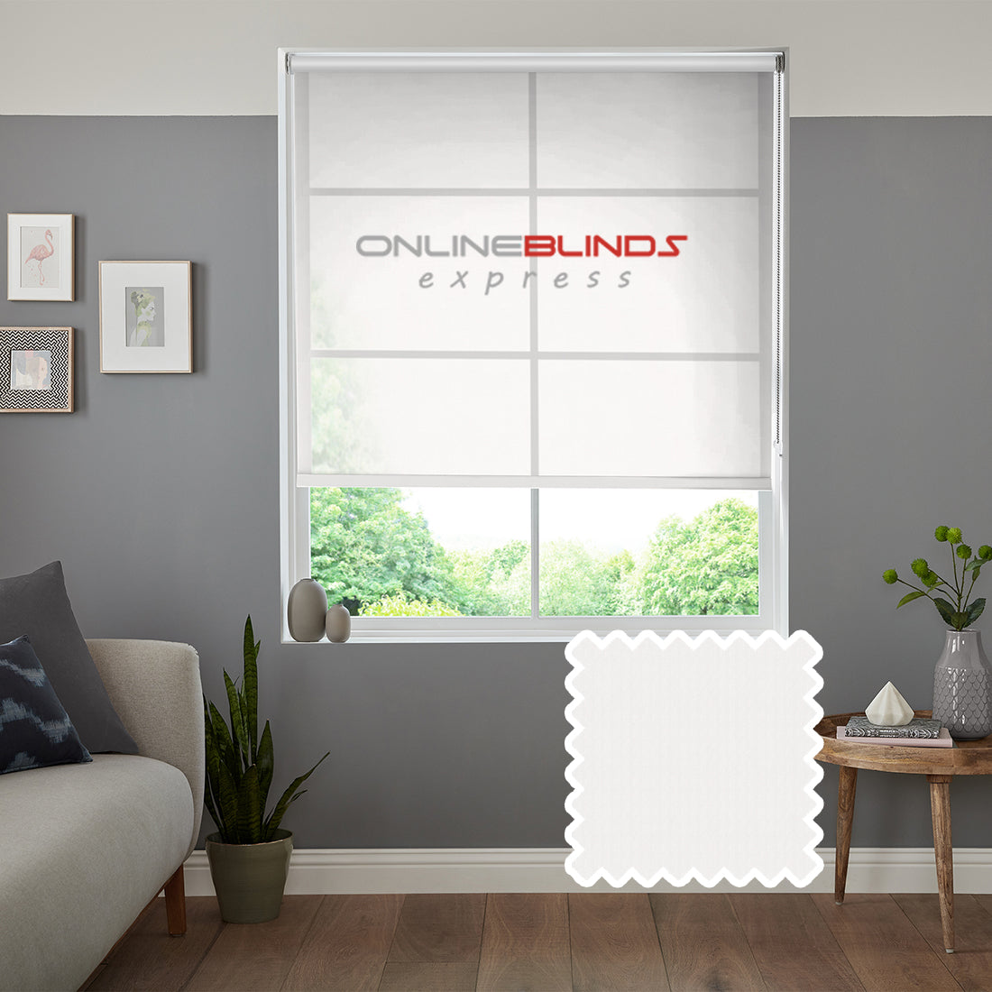 Geo Voile Snow - QuickFit No Drill Roller Blinds - Online Blinds Express