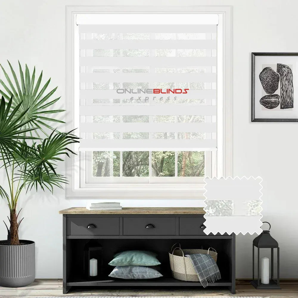 Soft Tracey White Motorised Day and Night Blind - Online Blinds Express