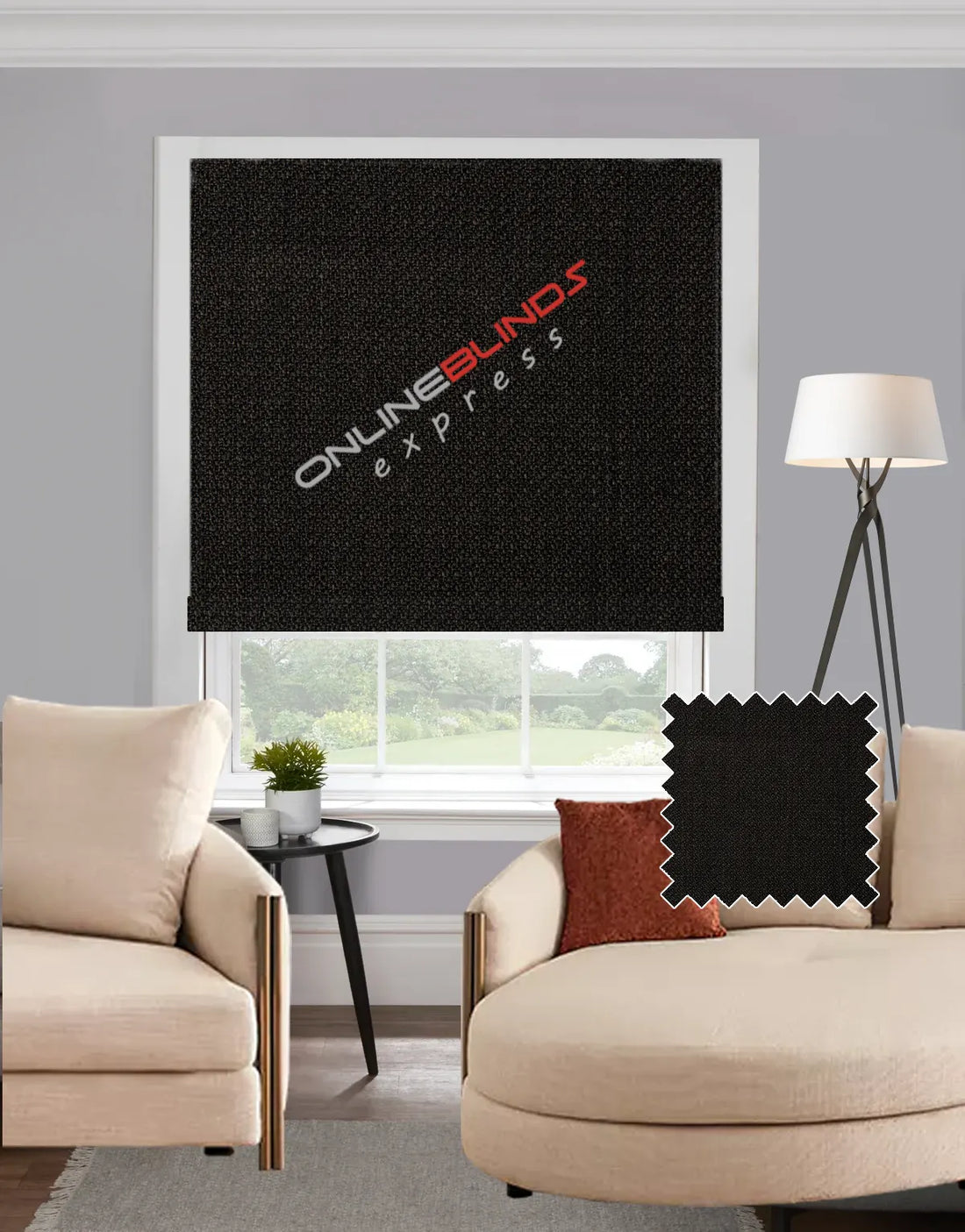 Adana Black EB - Roman Blind - Online Blinds Express