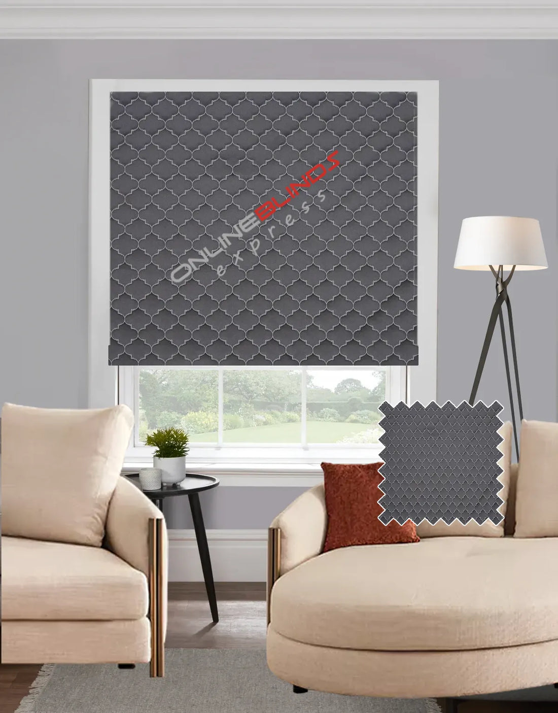 Alhambra Smoke EB - Roman Blind - Online Blinds Express