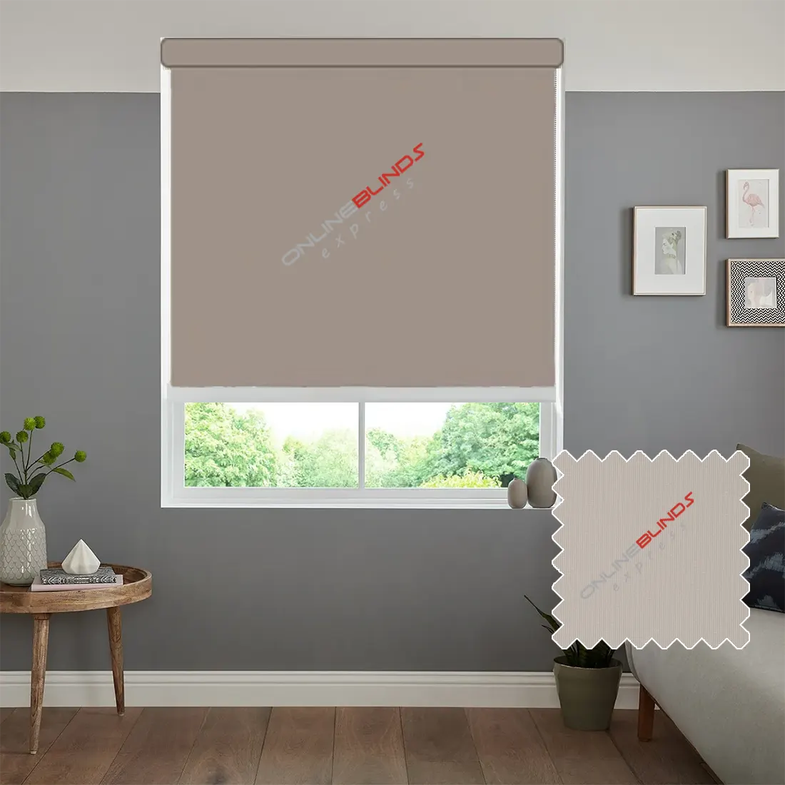 AQUALUSH BEIGE MOTORISED ROLLER BLIND - Online Blinds Express