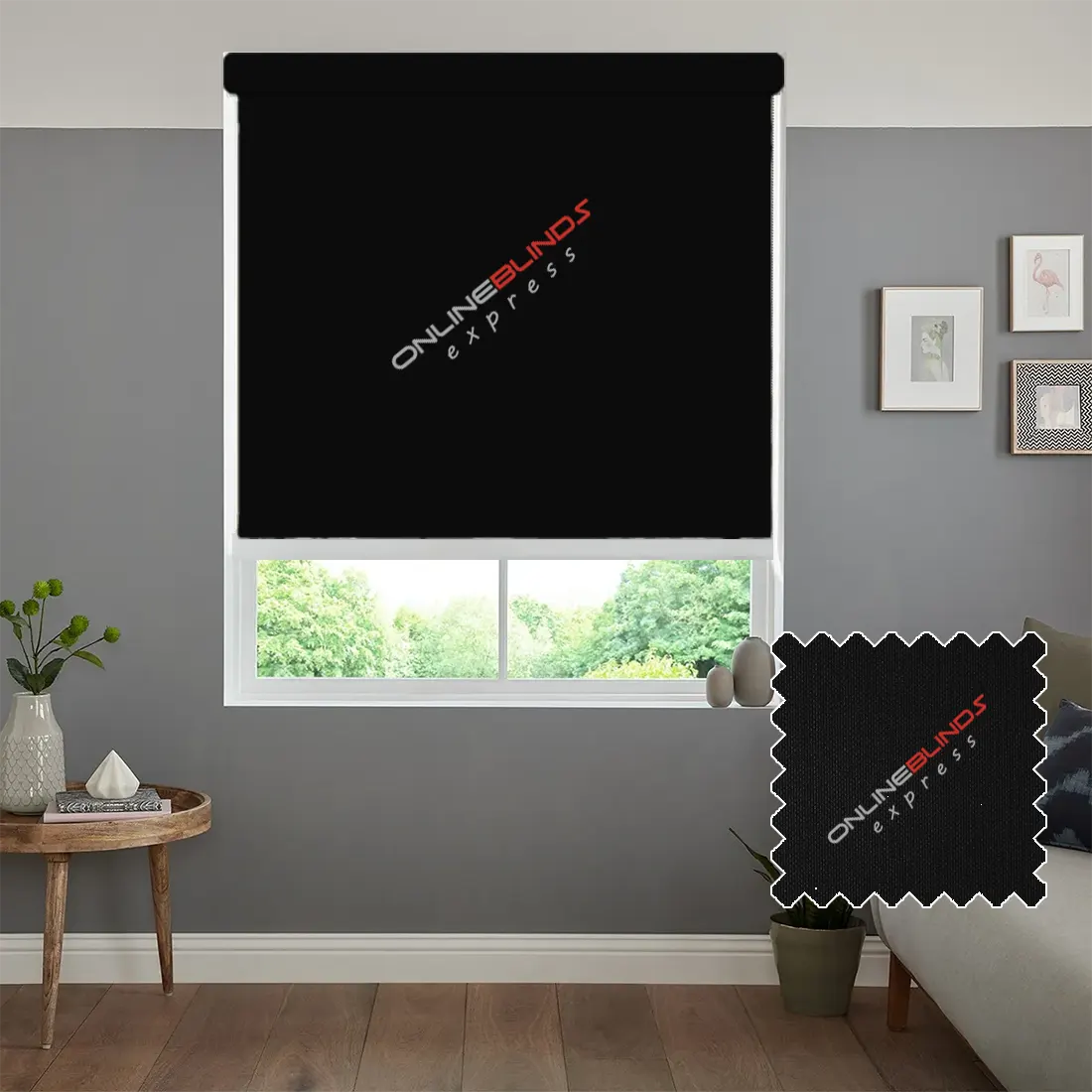 AQUALUSH BLACK MOTORISED ROLLER BLIND - Online Blinds Express