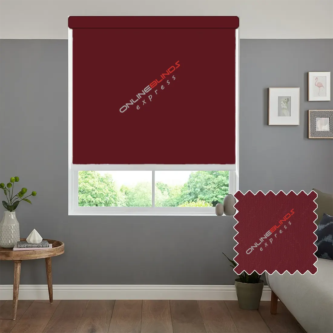 AQUALUSH CARMINE MOTORISED ROLLER BLIND - Online Blinds Express