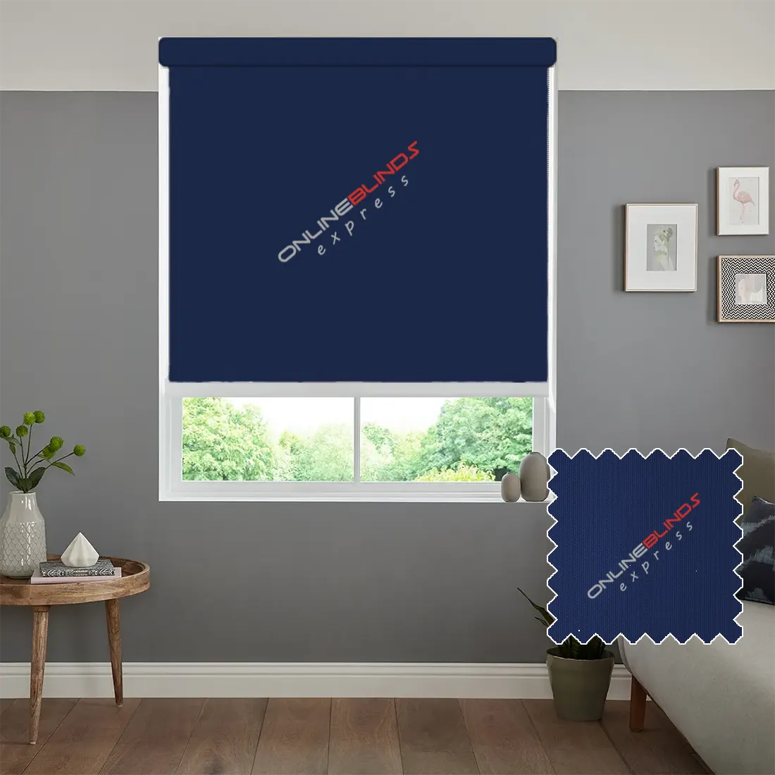 AQUALUSH NAVY BLUE MOTORISED ROLLER BLIND - Online Blinds Express