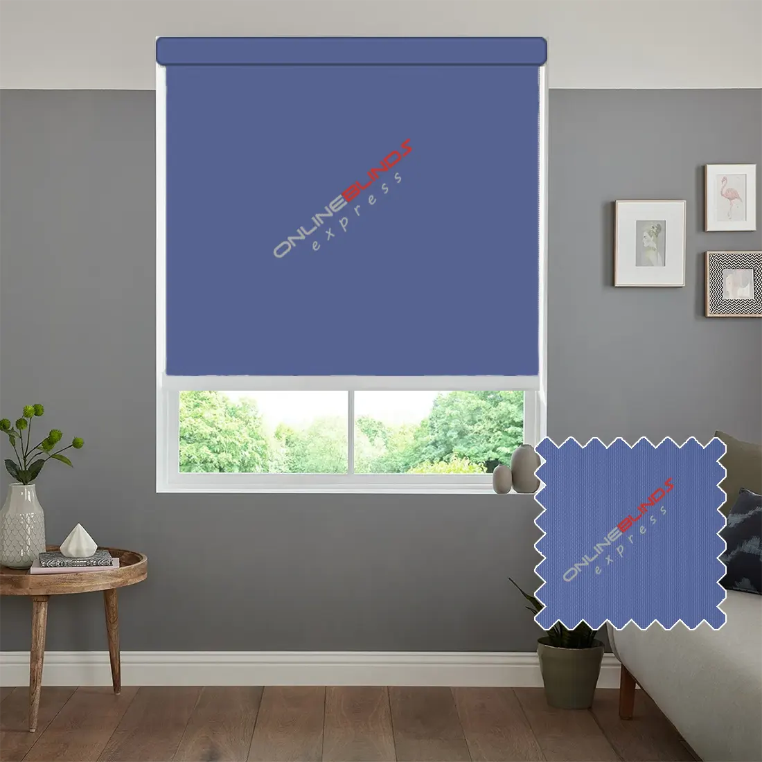 AQUALUSH SKY BLUE MOTORISED ROLLER BLIND - Online Blinds Express