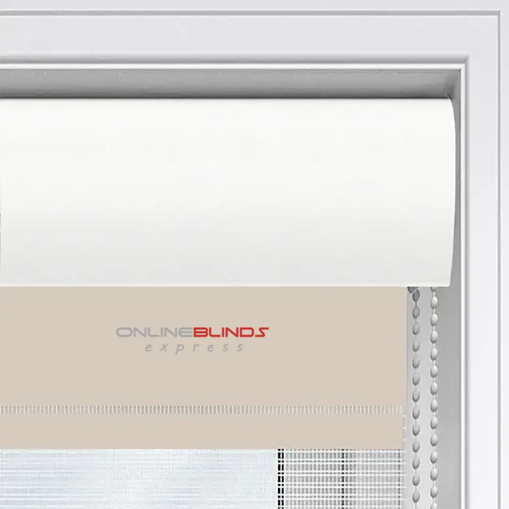 Blackout Pitch Cream Motorised Day and Night Blind - Online Blinds Express