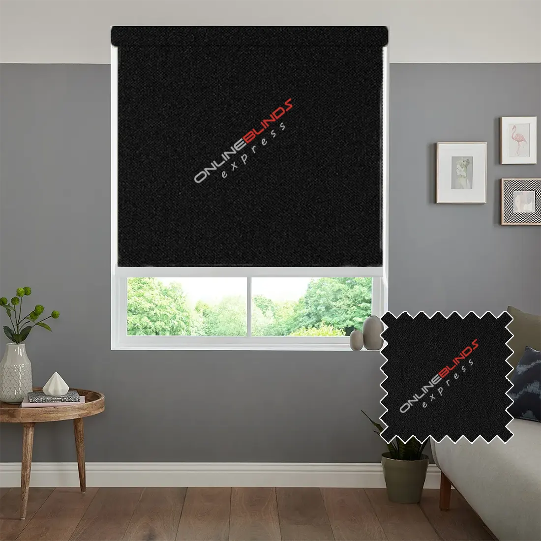 CAIRO BLACK MOTORISED ROLLER BLIND - Online Blinds Express