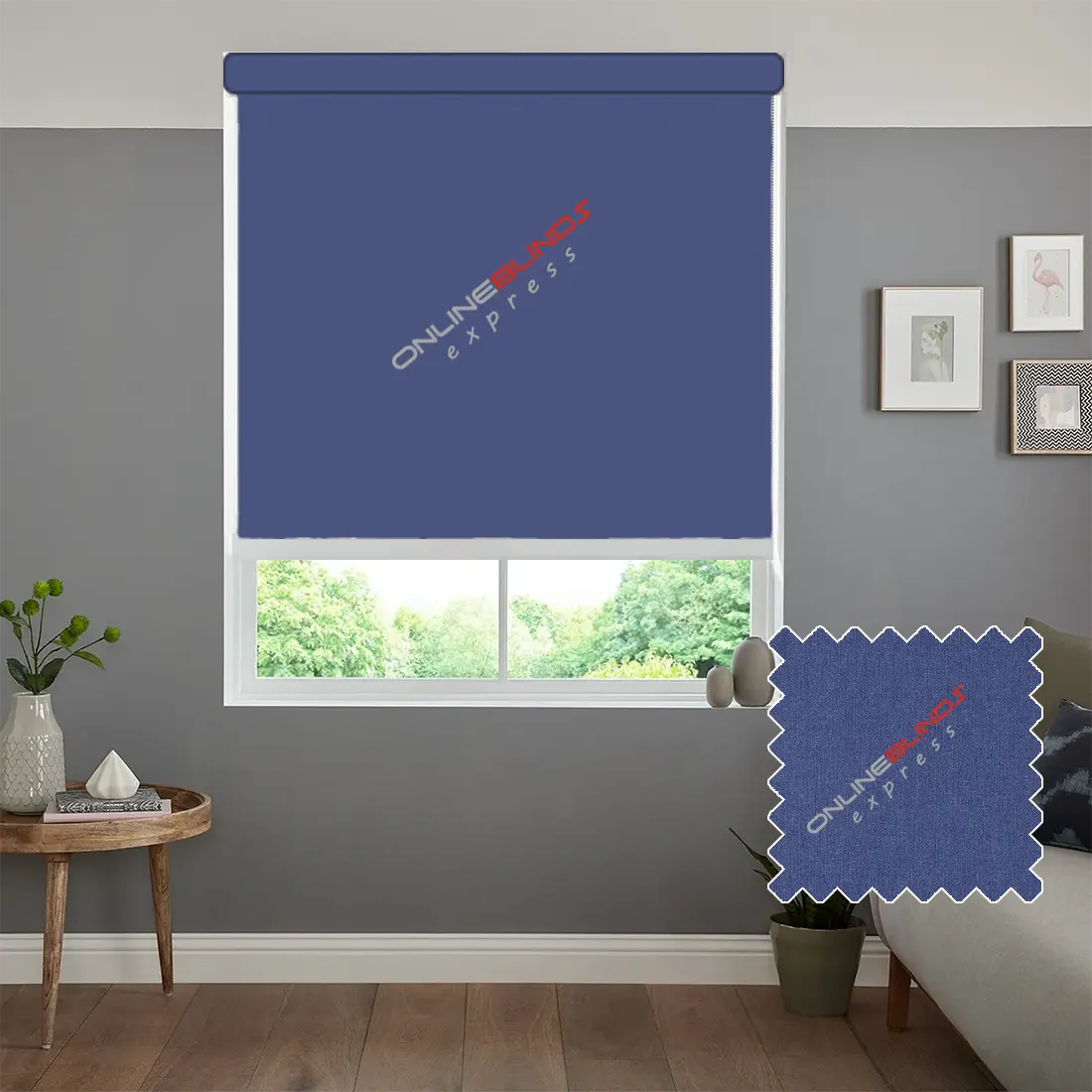 CAIRO BLUE MOTORISED ROLLER BLIND - Online Blinds Express