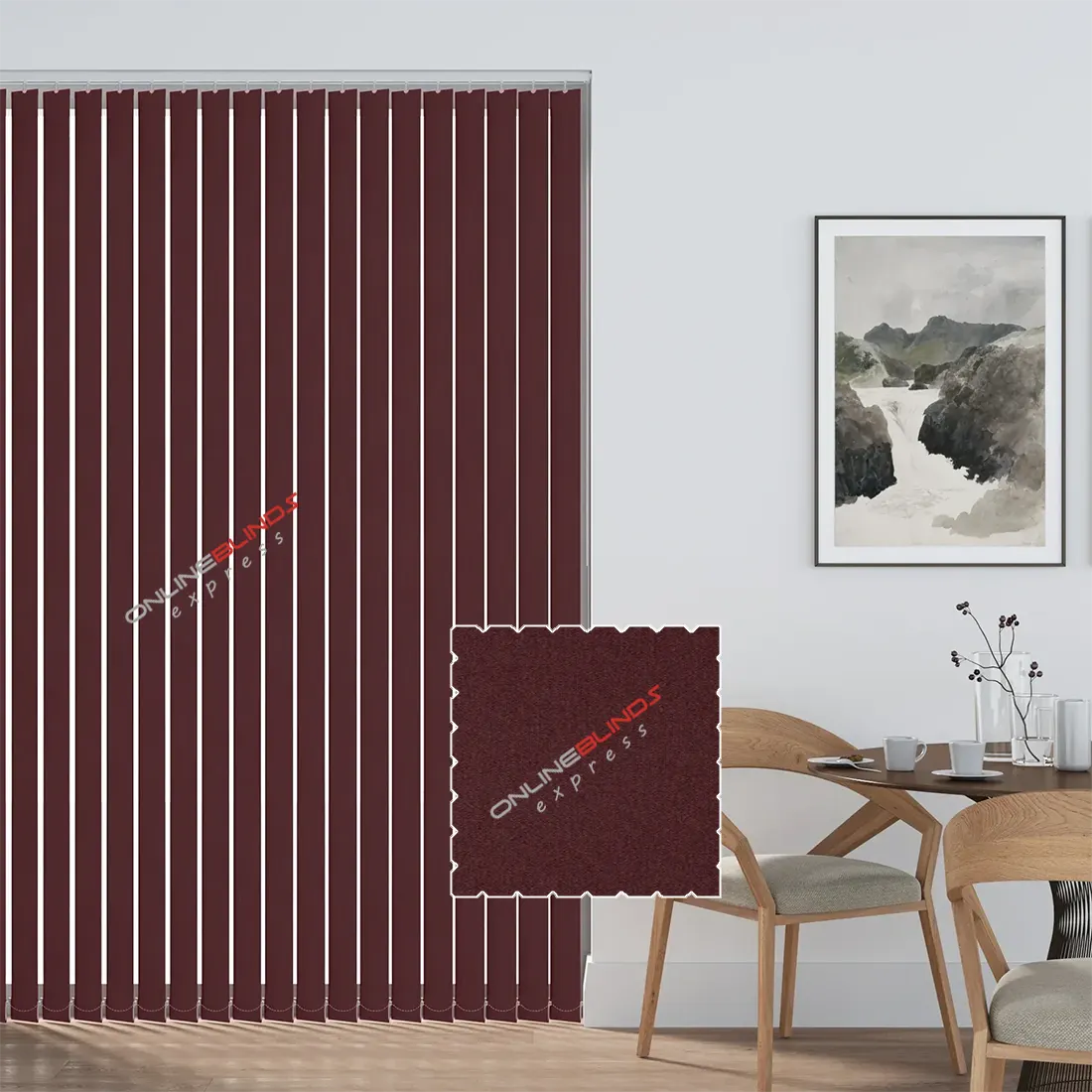 Cairo Burgandy - Blackout Vertical Replacement Slats - Online Blinds Express