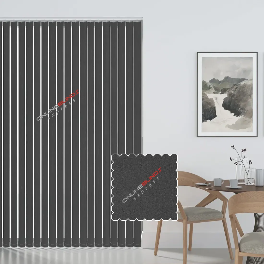 Cairo Grey - Blackout Vertical Replacement Slats - Online Blinds Express