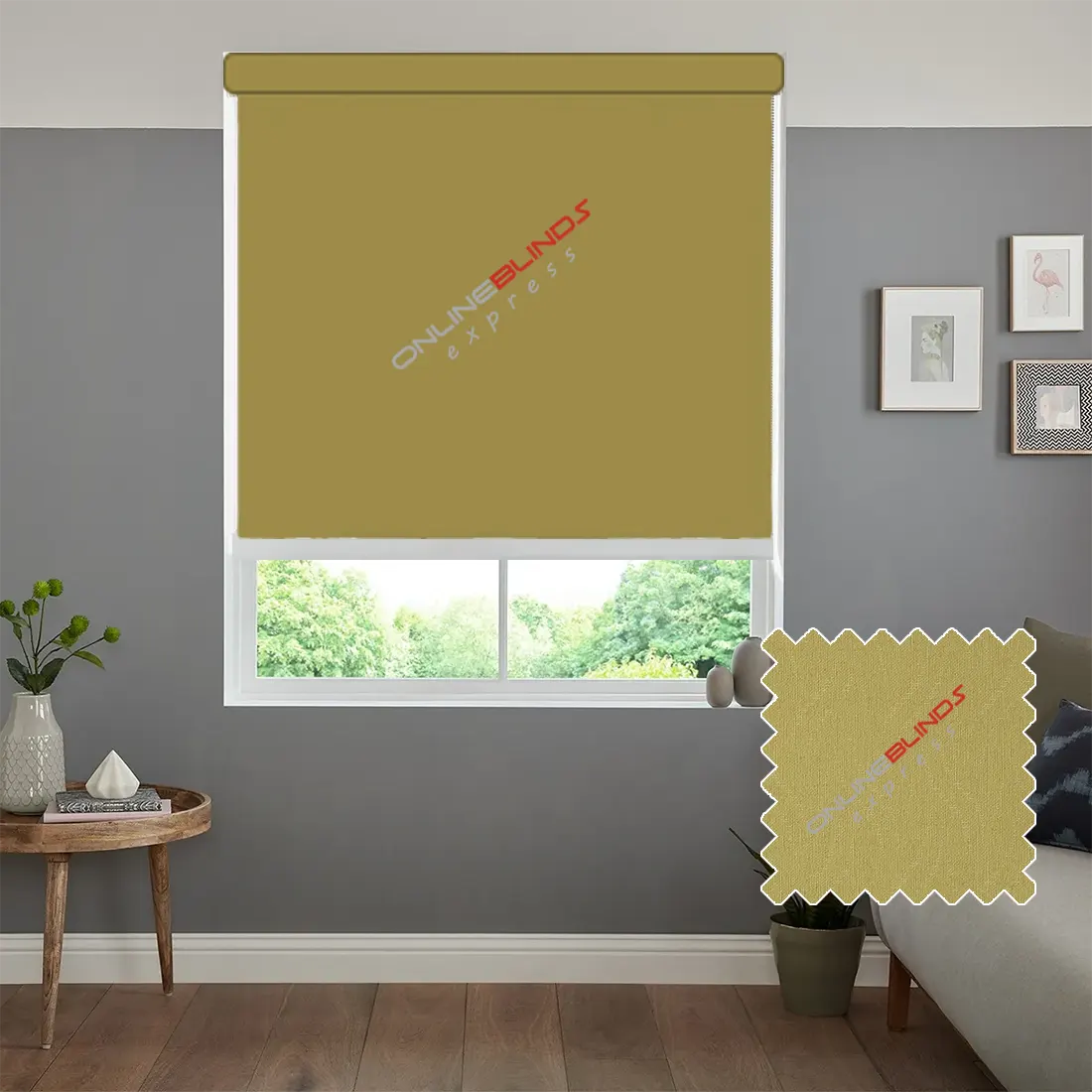 CAIRO MUSTARD MOTORISED ROLLER BLIND - Online Blinds Express
