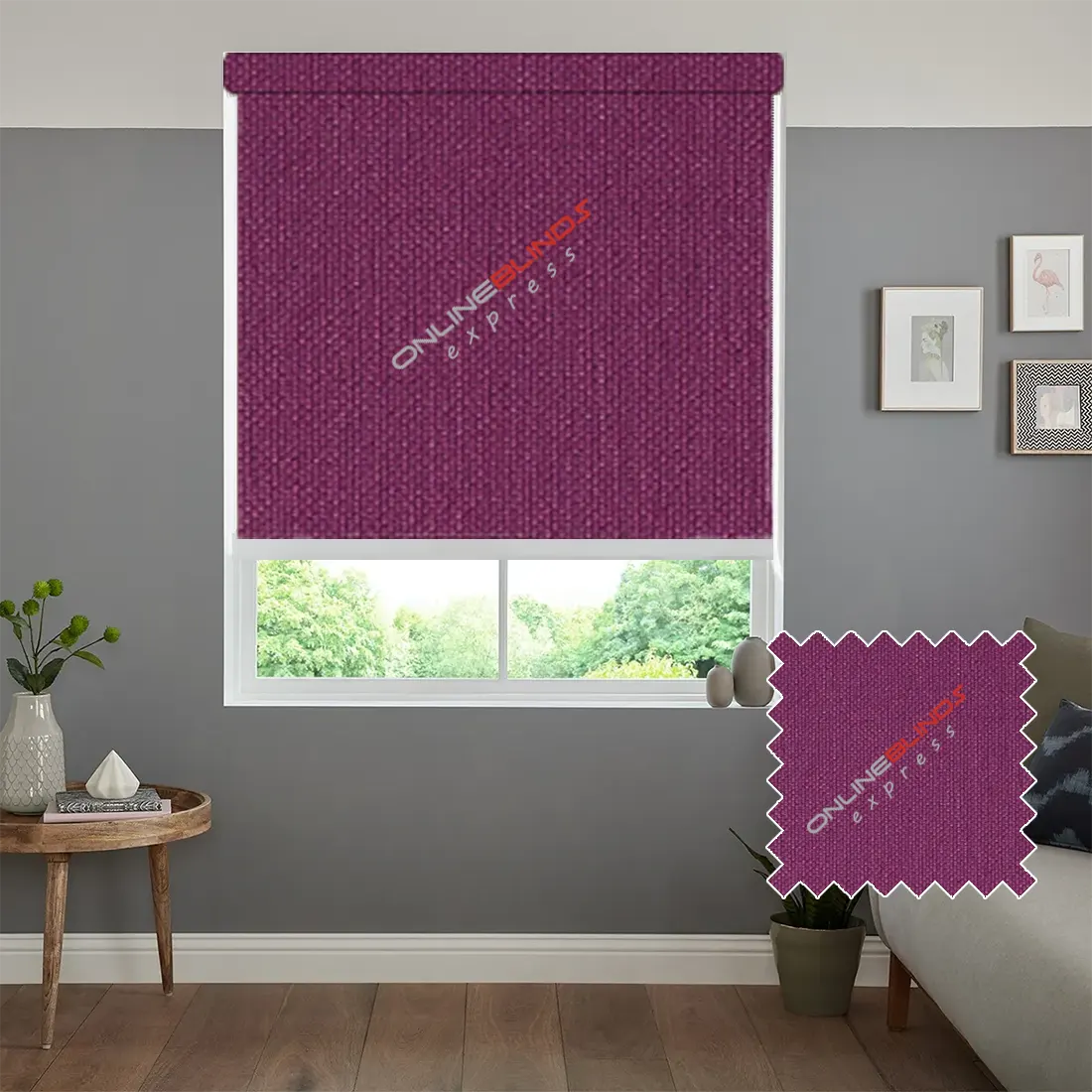 CAIRO RASBERRY MOTORISED ROLLER BLIND - Online Blinds Express