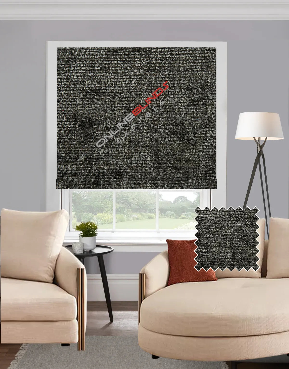 Chenille Charcoal EB - Roman Blind