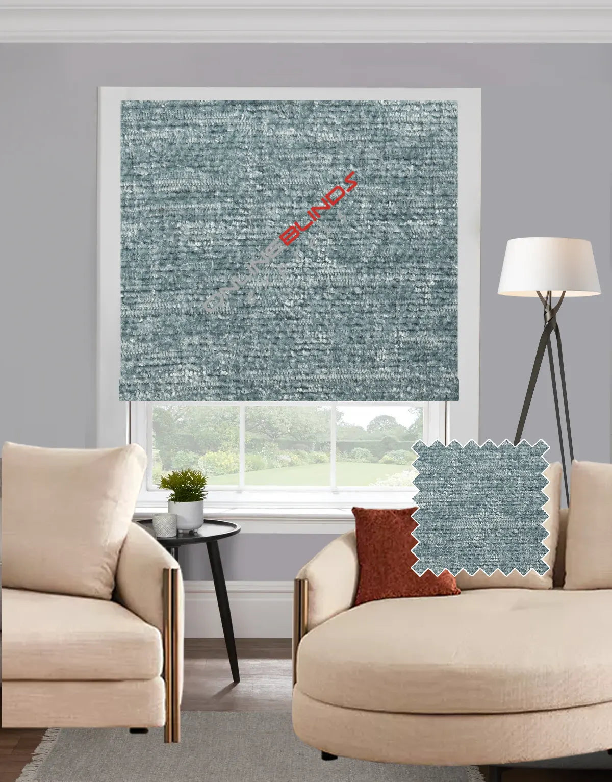 Chenille Duck Egg EB - Roman Blind