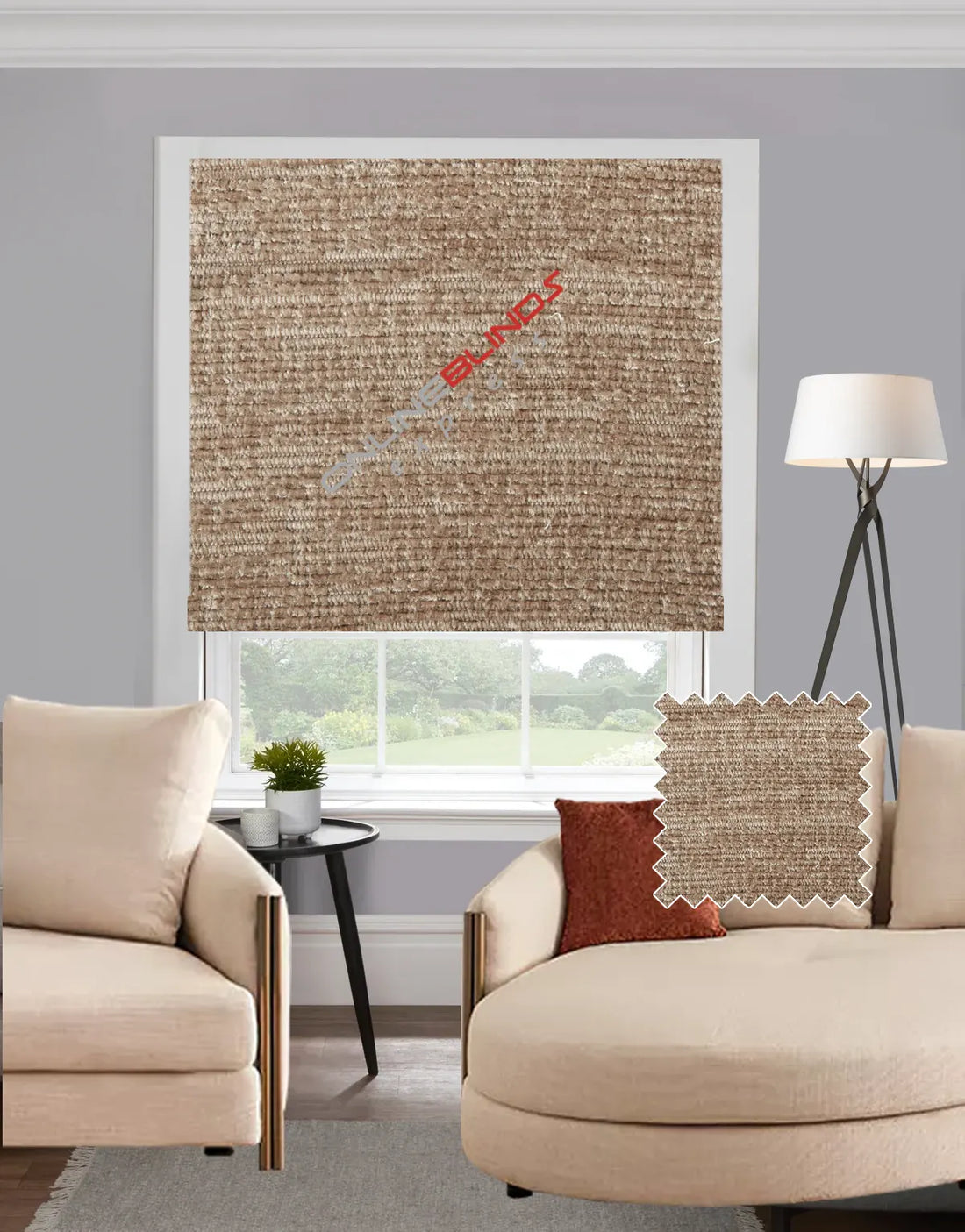 Chenille Mink EB - Roman Blind - Online Blinds Express