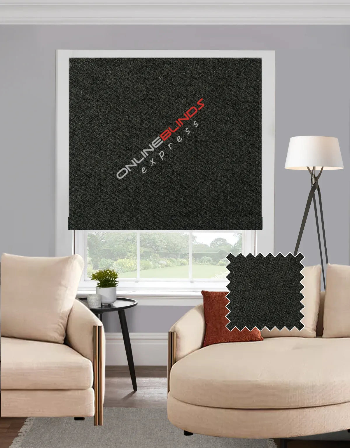 Dalyan Graphite EB - Roman Blind - Online Blinds Express