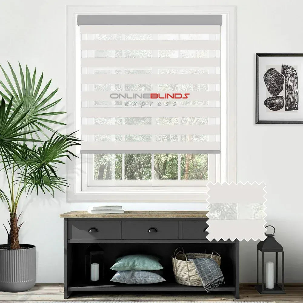 Dimout Rome White Motorised Day and Night Blind - Online Blinds Express
