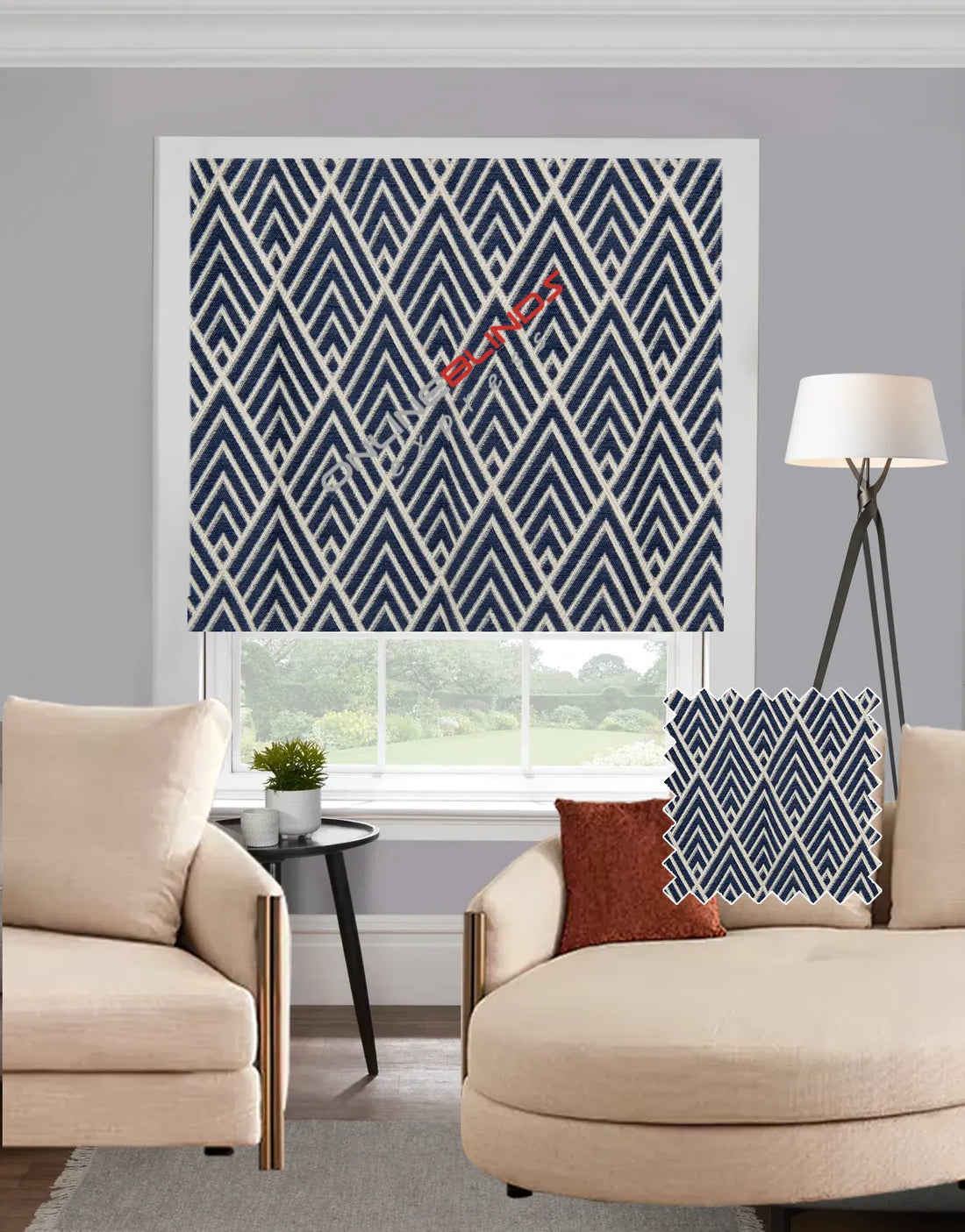 Geo Navy EB - Roman Blind - Online Blinds Express