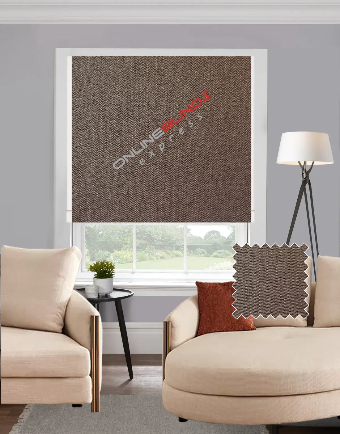 Herringbone Chocolate EB - Roman Blind - Online Blinds Express
