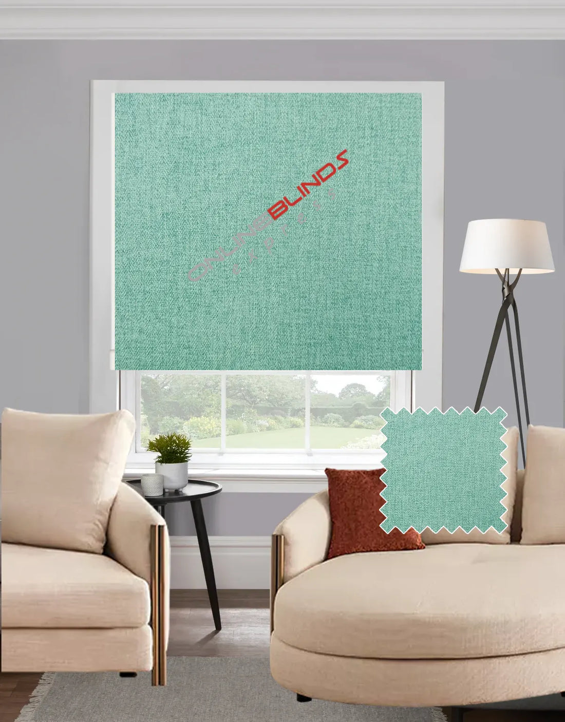 Herringbone Lagoon EB - Roman Blind - Online Blinds Express