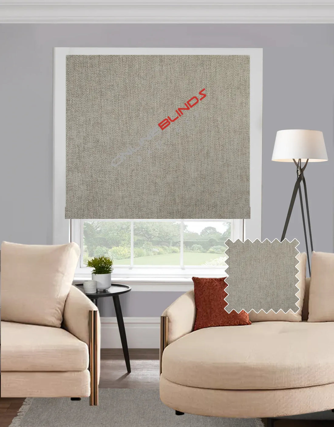 Herringbone Mink EB - Roman Blind - Online Blinds Express