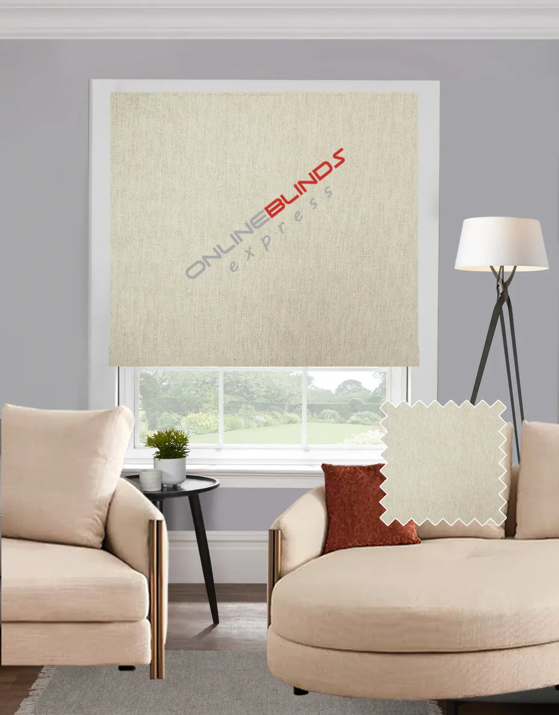 Herringbone Oyster EB - Roman Blind - Online Blinds Express