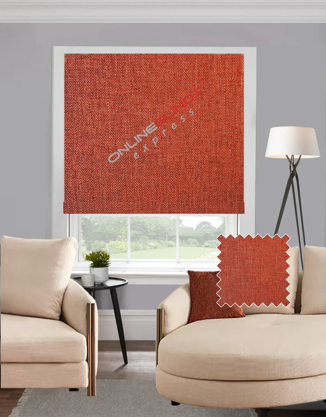 Herringbone Paprika EB - Roman Blind - Online Blinds Express