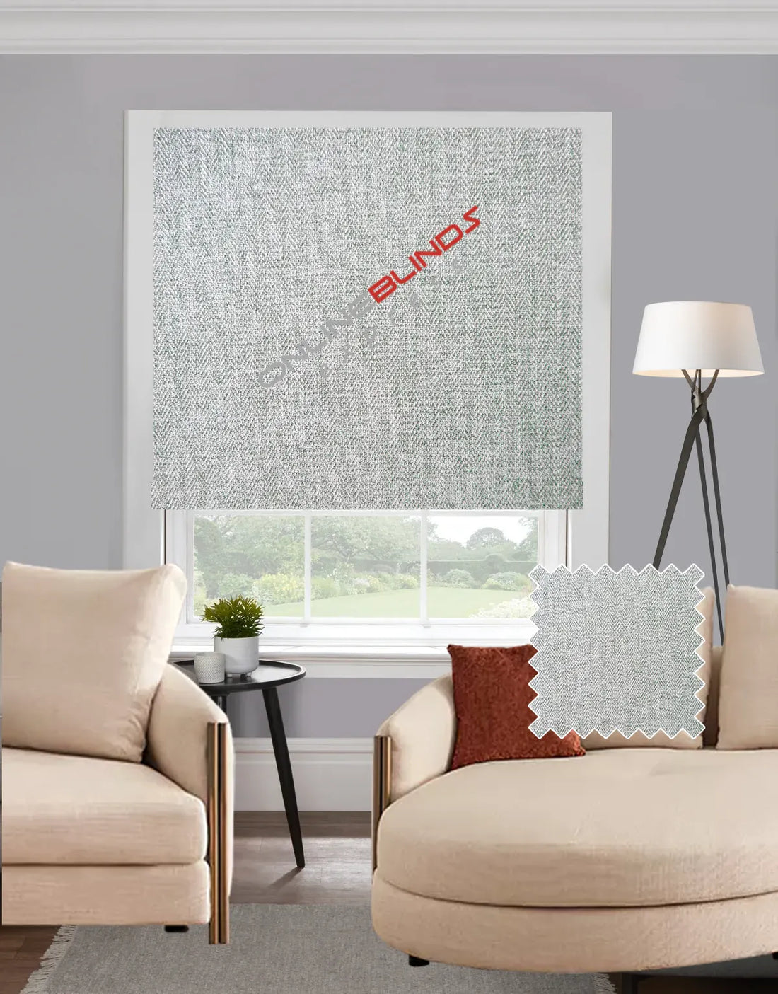 Herringbone Silver EB - Roman Blind - Online Blinds Express