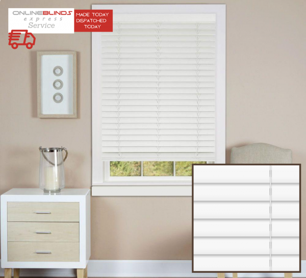 Impress White Smooth Faux Wooden Blinds - With/Without Tape - Online Blinds Express